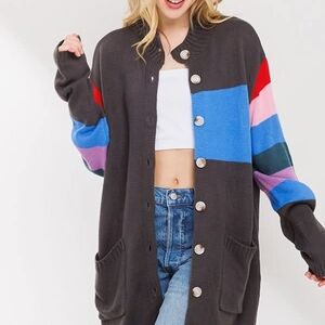 Better Be Red and Blue Cardigan Sweater